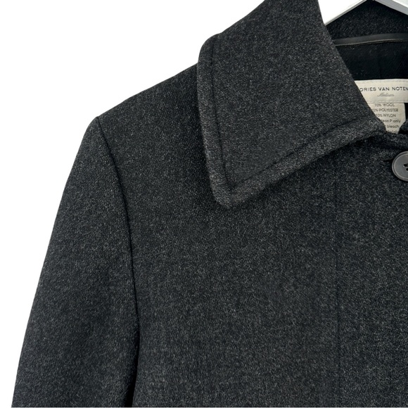 [sold] Dries Van Noten Charcoal Dark Gray Single Breasted Wool Blend Car Coat - Picture 4 of 7